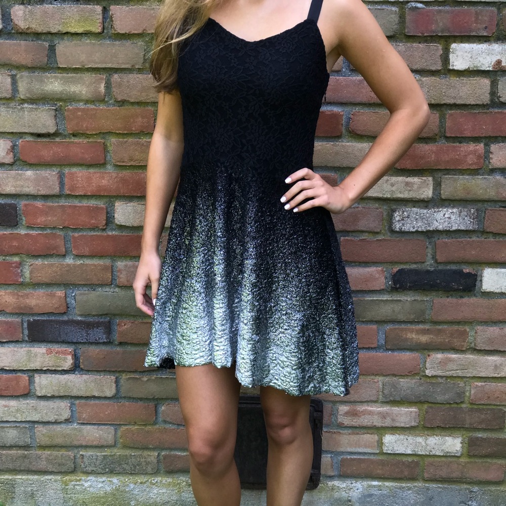 Black And Silver Foil Free People Dress